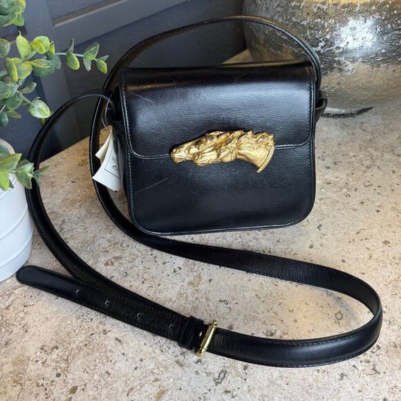 Wathne Handbags - Wathne Equestrian Horse Racing Black Vintage Leather Handbag Purse Rare NWT